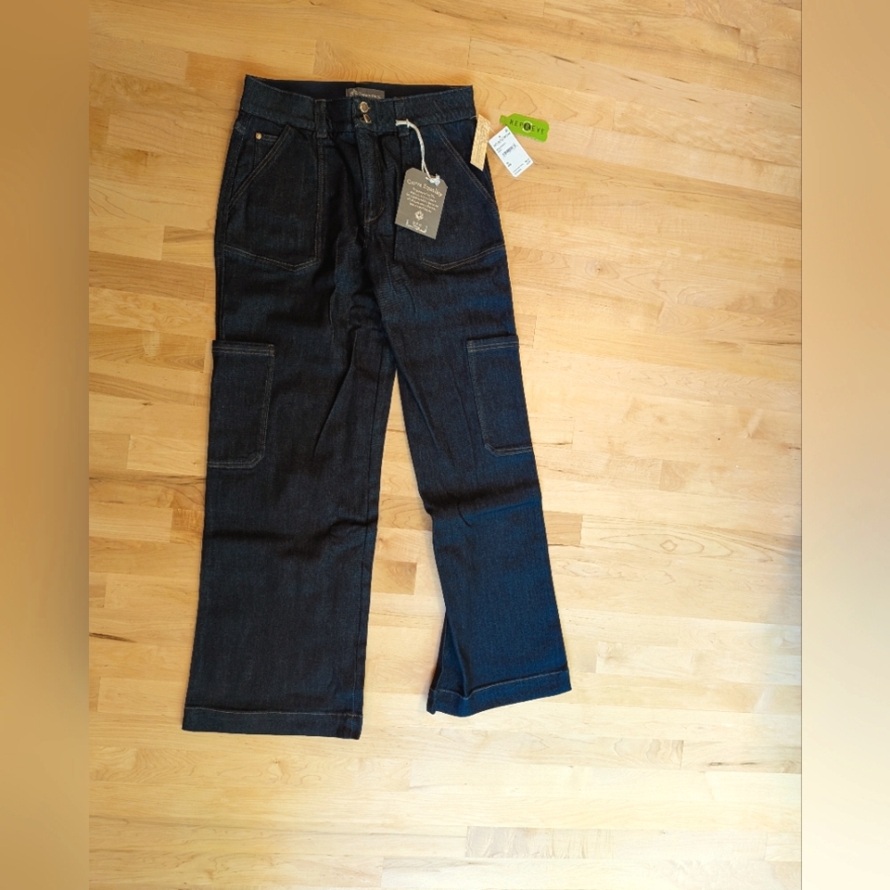 Democracy Skyrise Utility Wide Leg Jeans with Classic Dark Wash